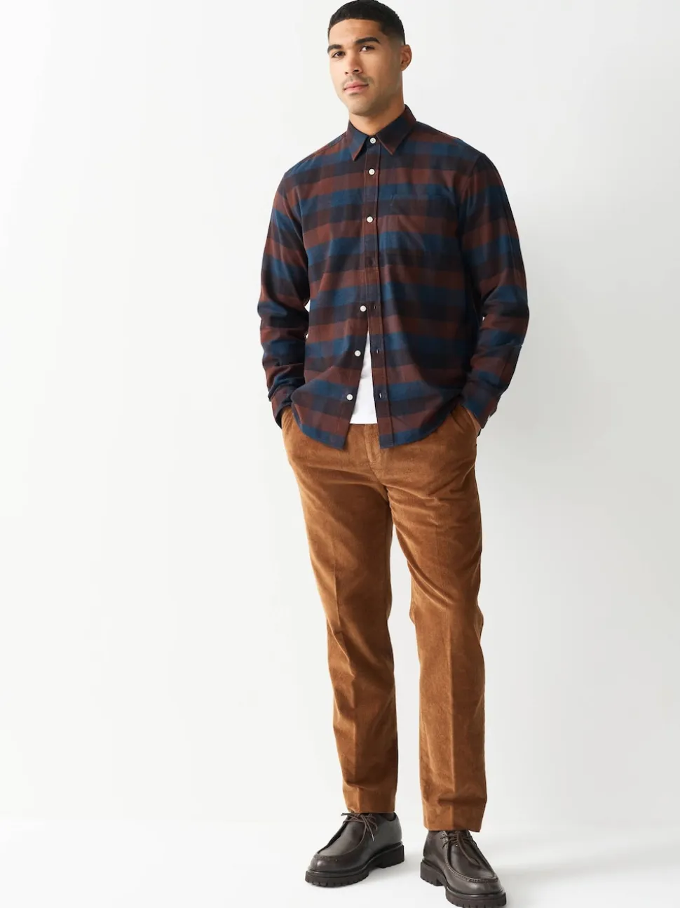 Burgundy Red Long Sleeve Check Shirt