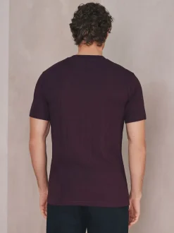 Burgundy Red N.Premium Modal Cotton Ribbed Textured Smart T-Shirt