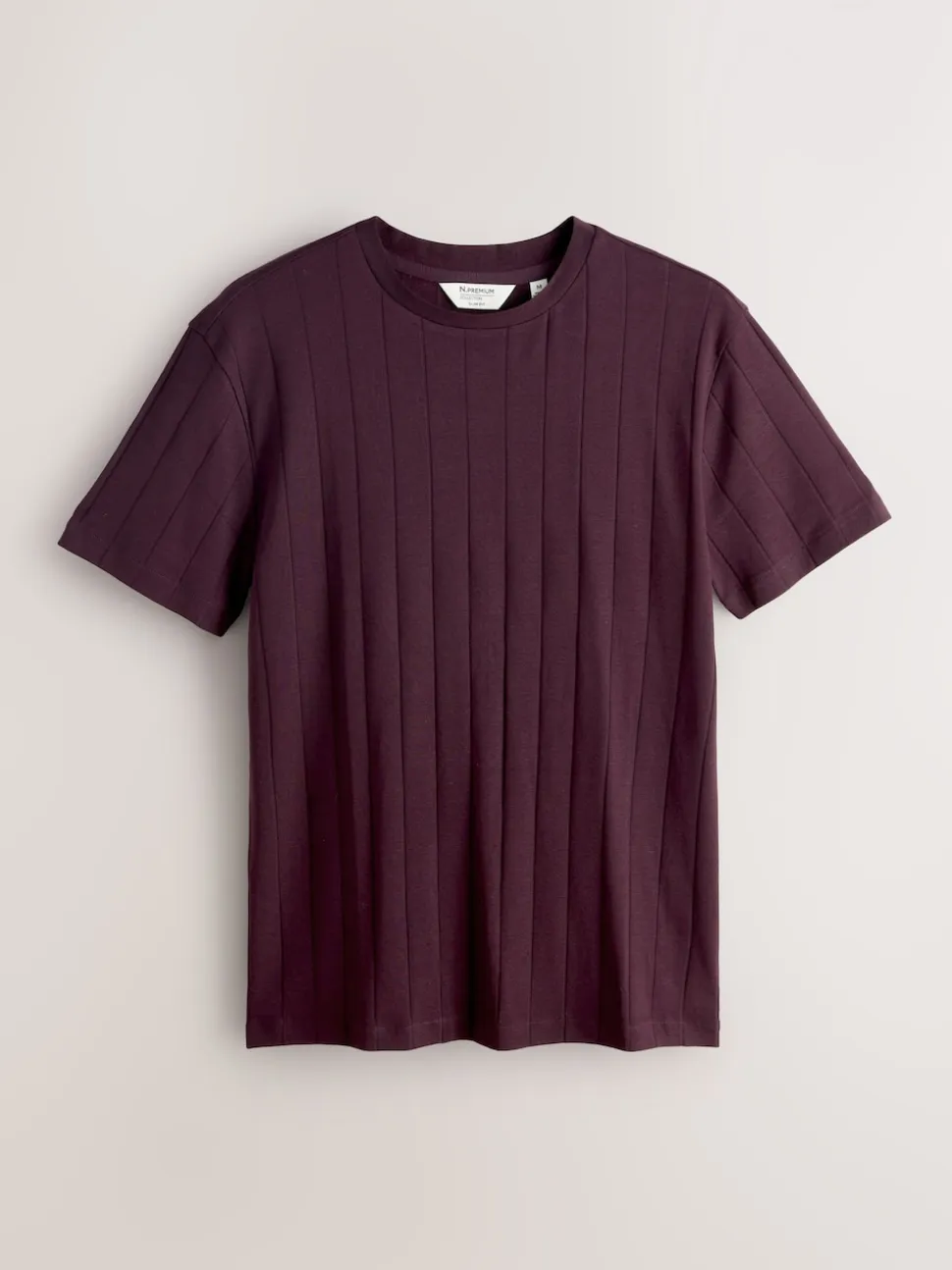 Burgundy Red N.Premium Modal Cotton Ribbed Textured Smart T-Shirt