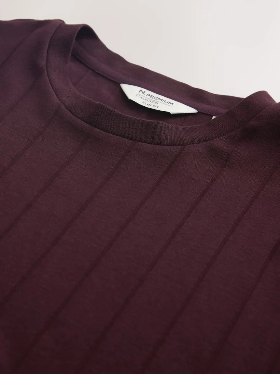 Burgundy Red N.Premium Modal Cotton Ribbed Textured Smart T-Shirt
