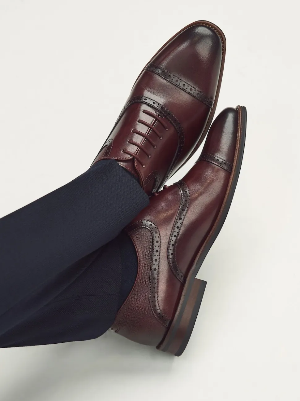 Burgundy Red Oxford Toecap Shoes