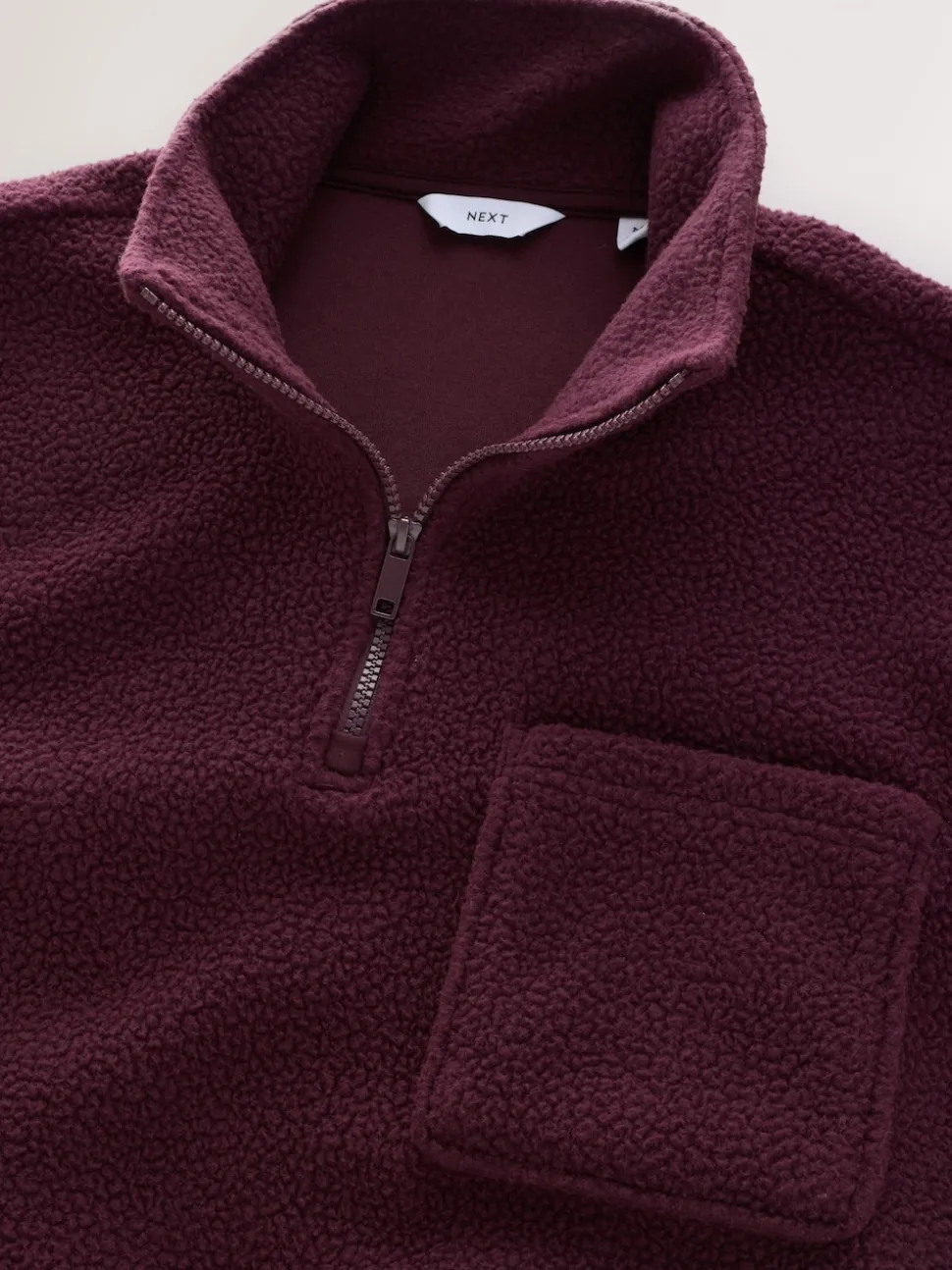 Burgundy Red Quarter Zip Borg Fleece