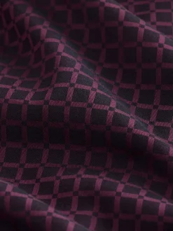 Burgundy Red Regular Fit Geometric Print Long Sleeve Smart Shirt
