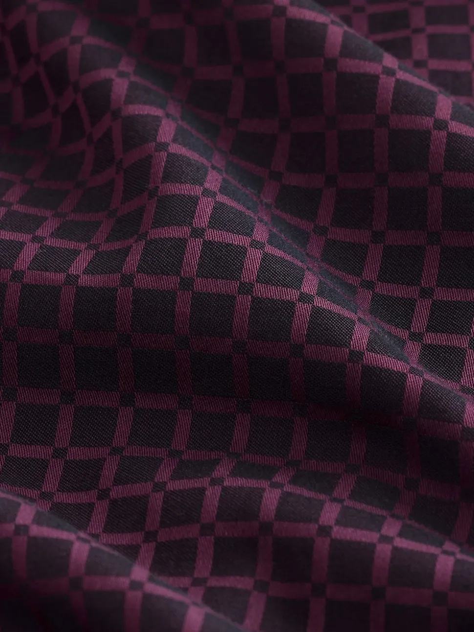Burgundy Red Regular Fit Geometric Print Long Sleeve Smart Shirt