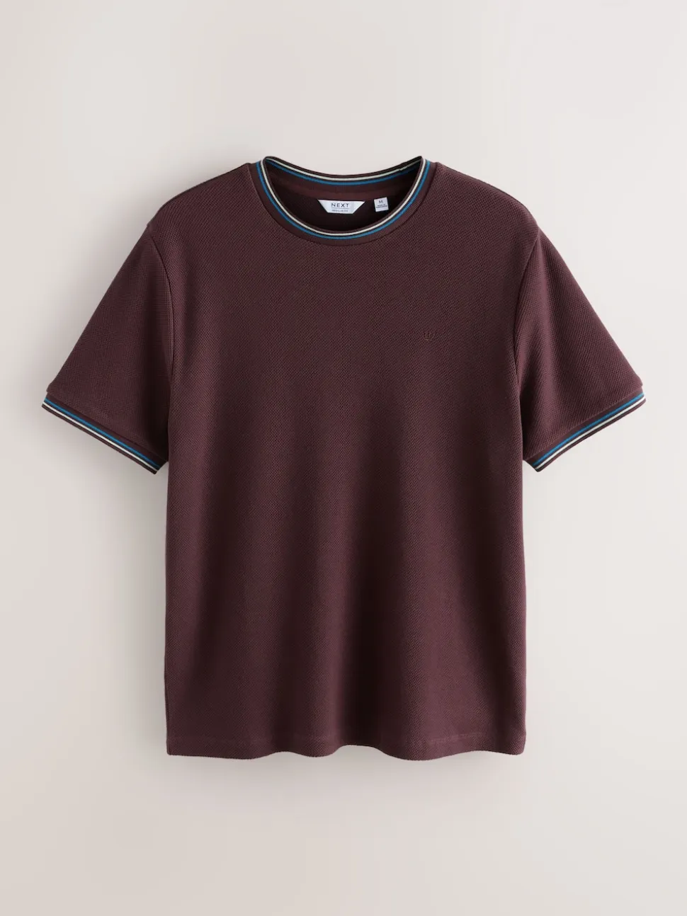 Burgundy Red Regular Fit & 100% Cotton Textured Tipped T-Shirt