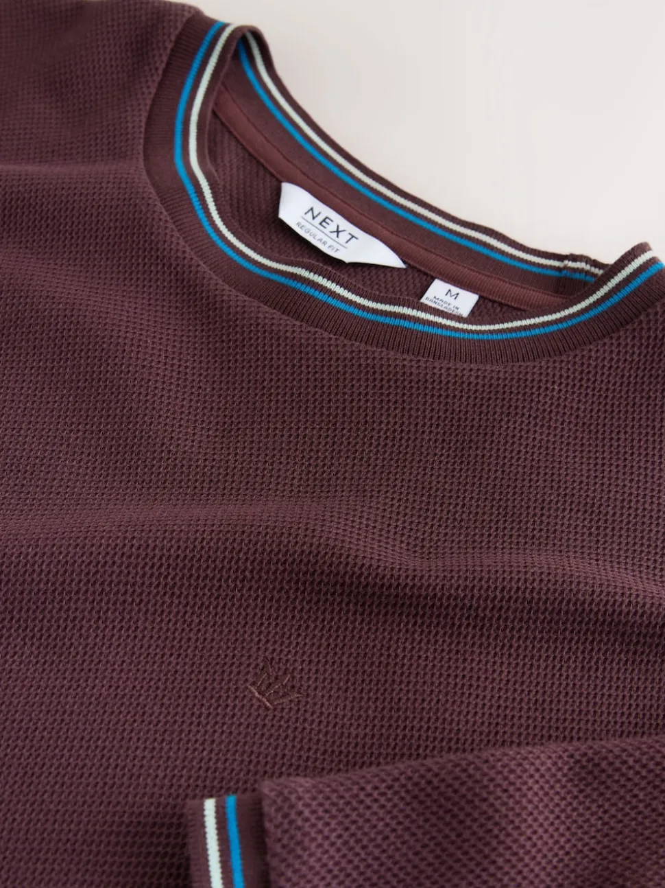 Burgundy Red Regular Fit & 100% Cotton Textured Tipped T-Shirt