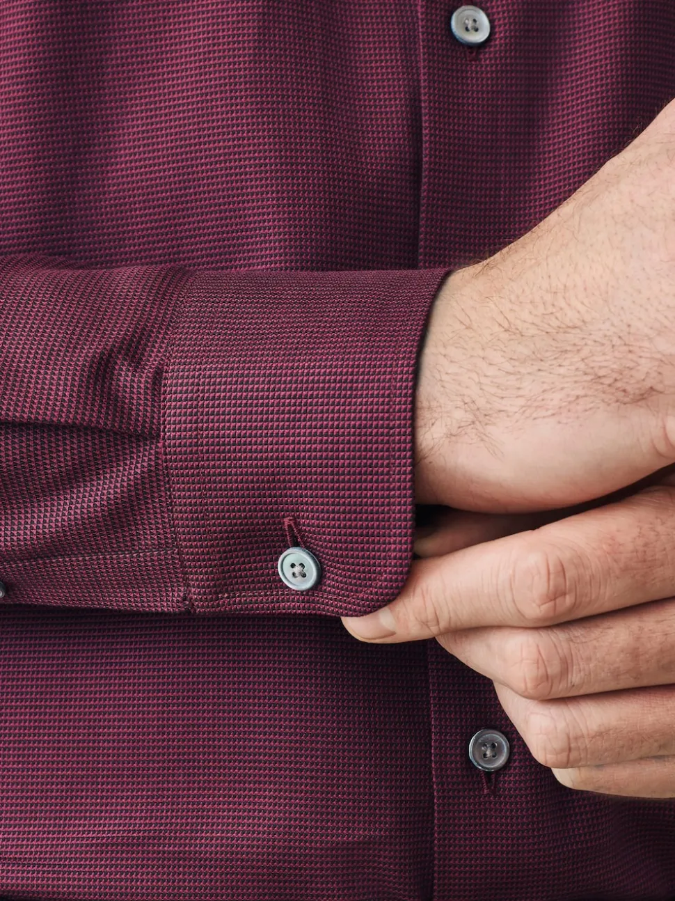 Burgundy Red Regular Fit Signature 100% Cotton with Textured Smart Shirt