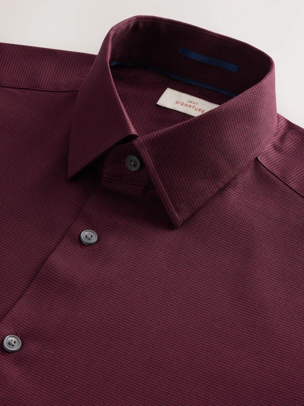 Burgundy Red Regular Fit Signature 100% Cotton with Textured Smart Shirt