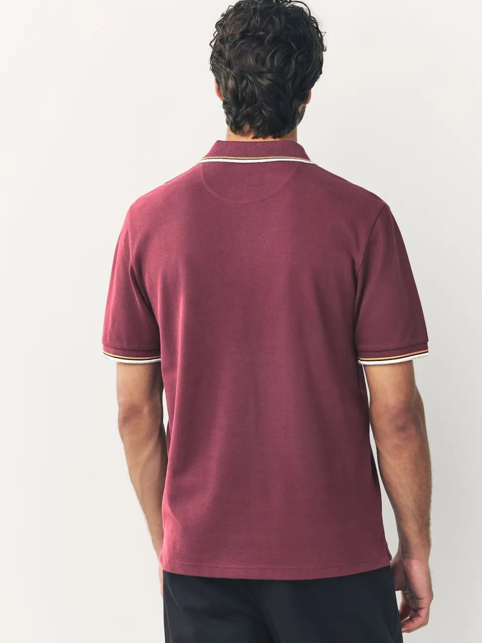 Burgundy Red Regular Fit Short Sleeve Tipped Polo Shirt