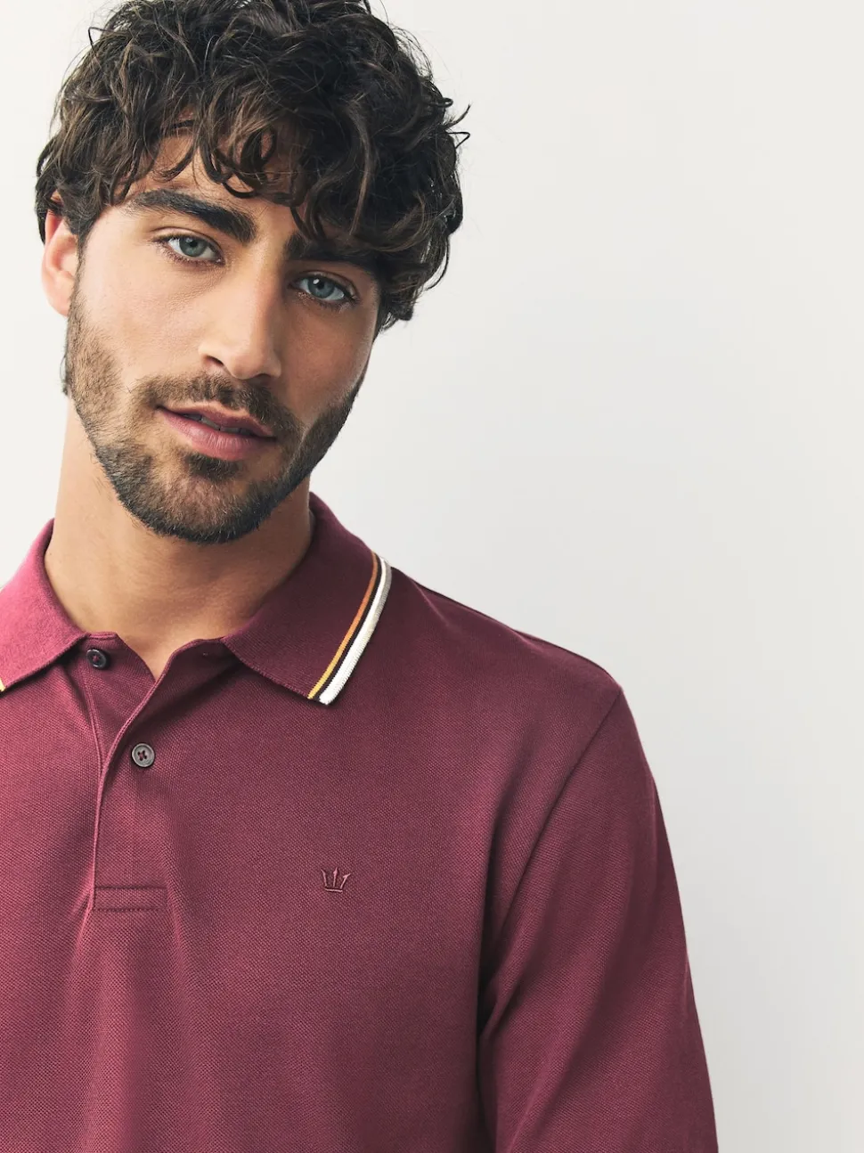 Burgundy Red Regular Fit Short Sleeve Tipped Polo Shirt