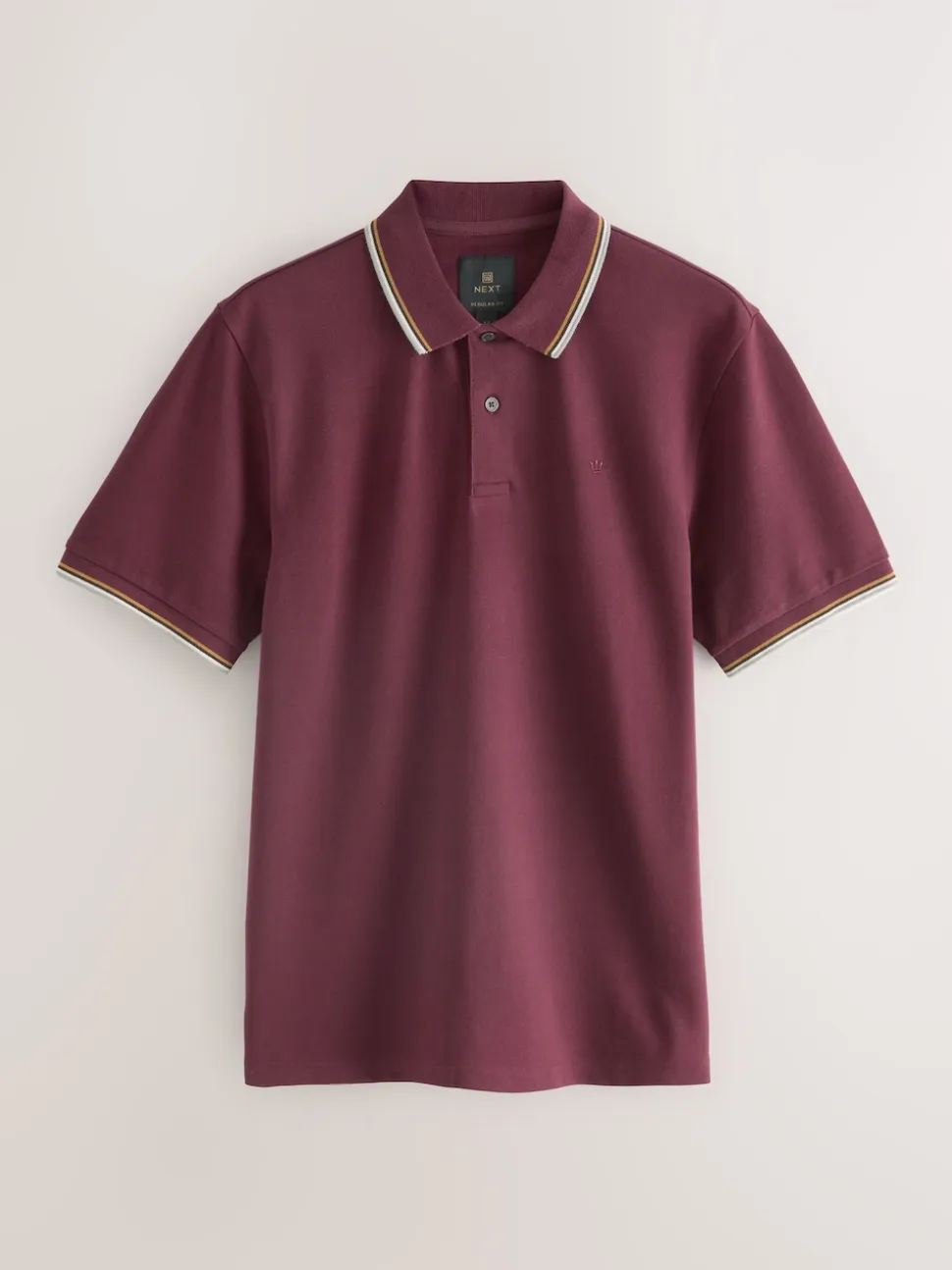 Burgundy Red Regular Fit Short Sleeve Tipped Polo Shirt
