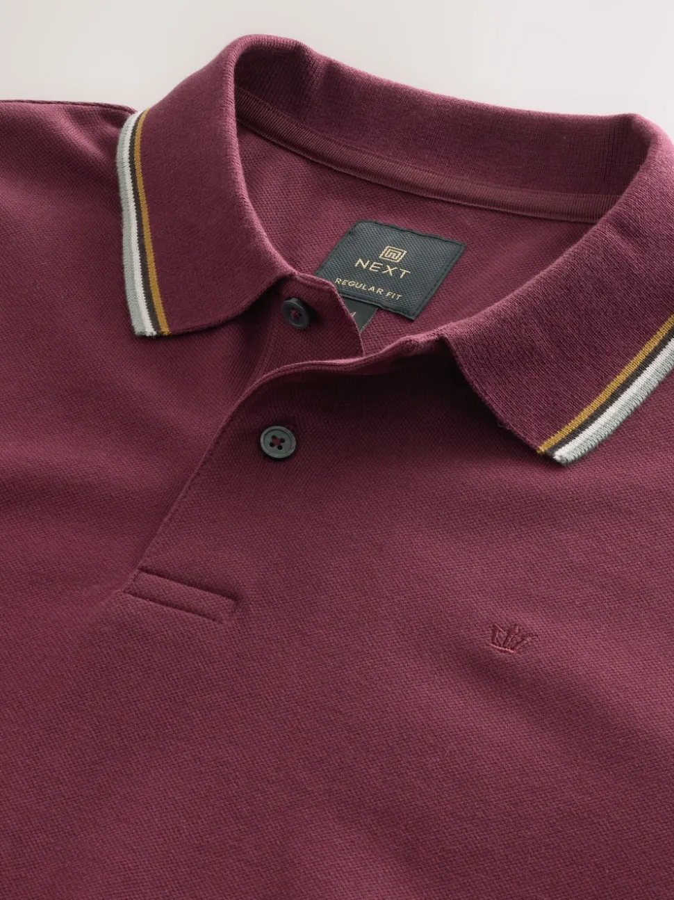 Burgundy Red Regular Fit Short Sleeve Tipped Polo Shirt