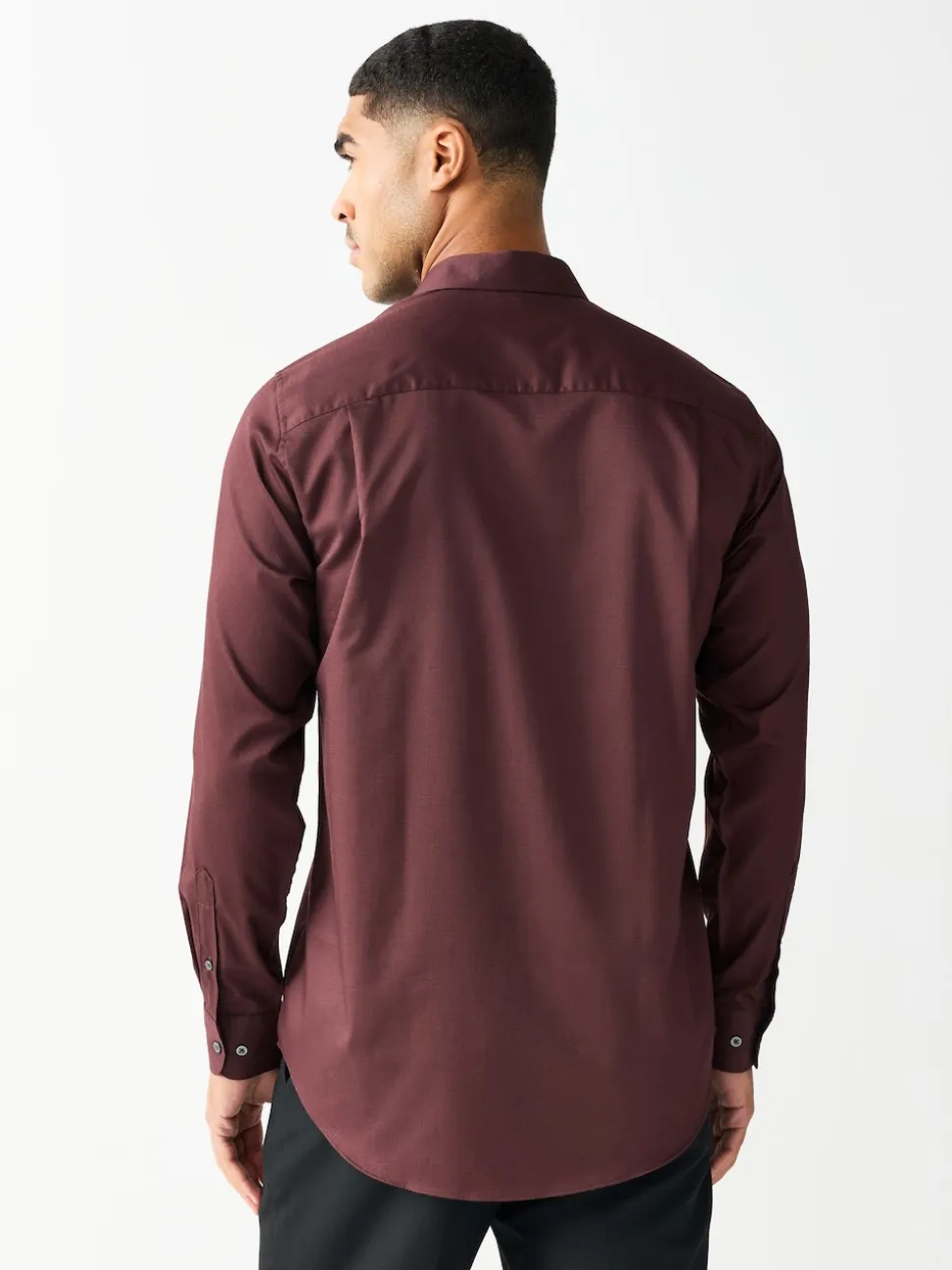 Burgundy Red Regular Fit Easy Care Textured Single Cuff Smart Shirt