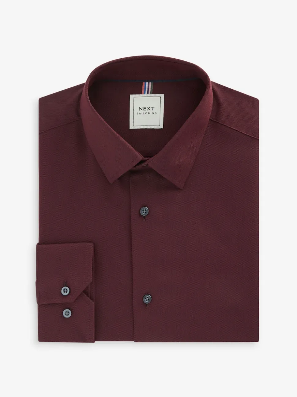 Burgundy Red Regular Fit Easy Care Textured Single Cuff Smart Shirt