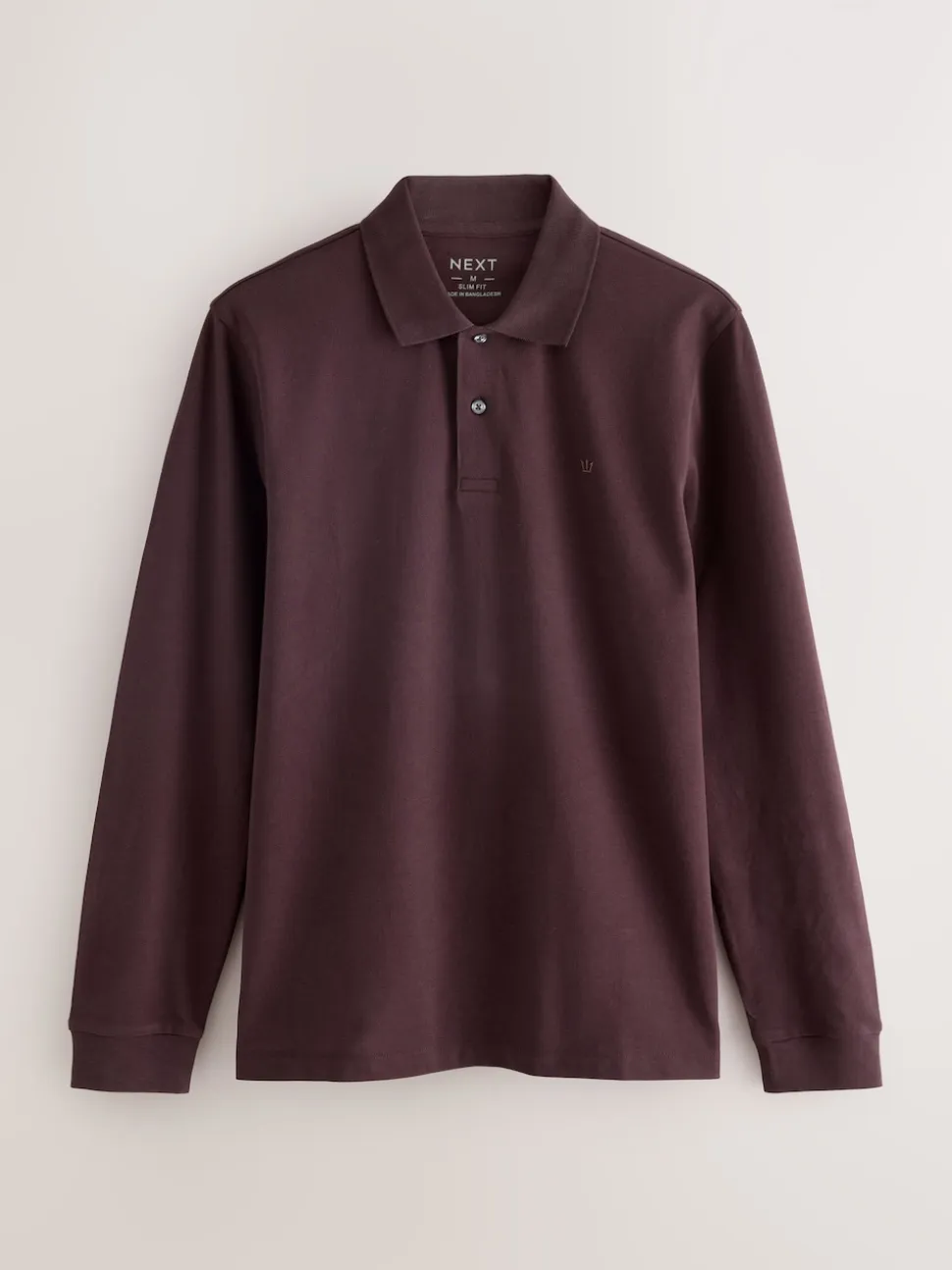 Burgundy Red Regular Fit Long Sleeve Pique Polo Shirt