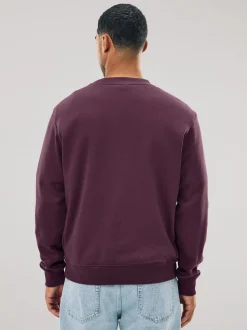 Burgundy Red Regular Fit Heavyweight Cotton Rich Crew Neck Sweatshirt