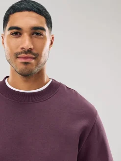 Burgundy Red Regular Fit Heavyweight Cotton Rich Crew Neck Sweatshirt