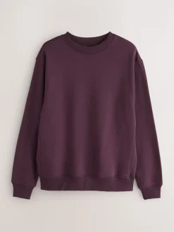 Burgundy Red Regular Fit Heavyweight Cotton Rich Crew Neck Sweatshirt