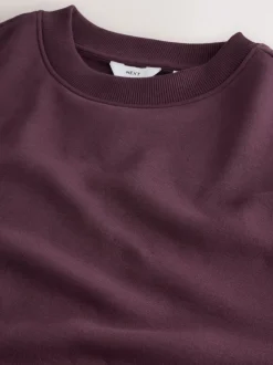 Burgundy Red Regular Fit Heavyweight Cotton Rich Crew Neck Sweatshirt