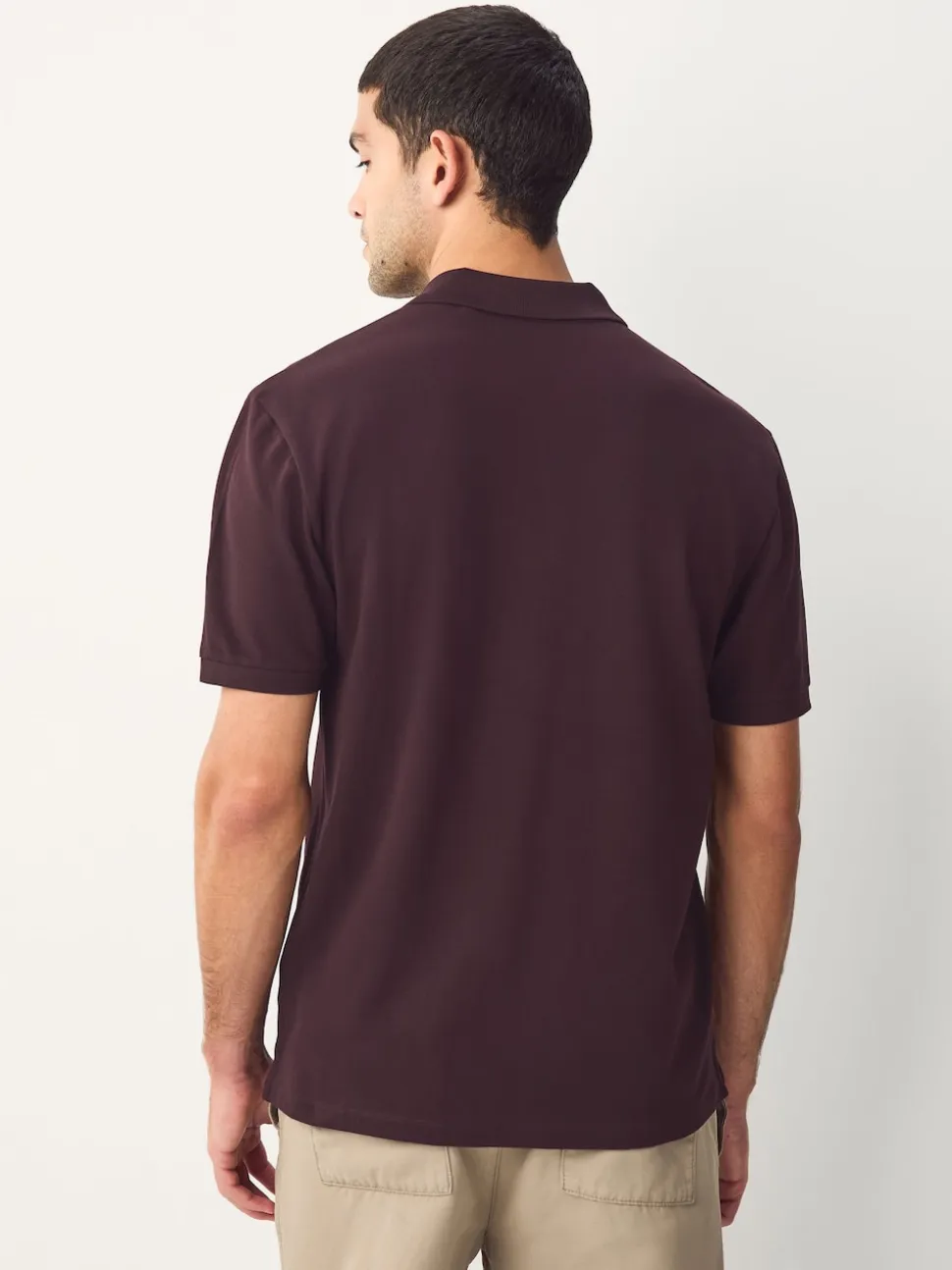 Burgundy Red Regular Fit Short Sleeve Pique Polo Shirt
