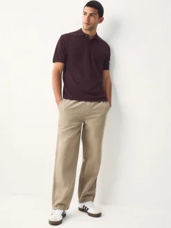 Burgundy Red Regular Fit Short Sleeve Pique Polo Shirt