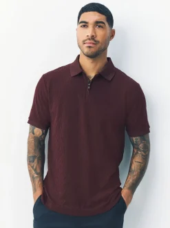 Burgundy Red Regular Fit N.Premium Smart Jaquard Polo Shirt
