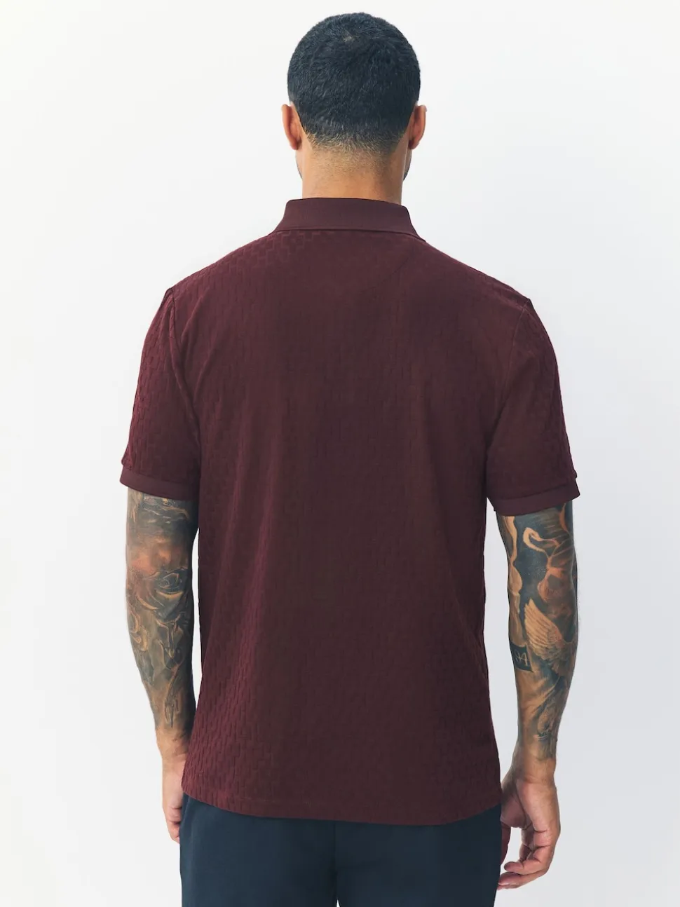 Burgundy Red Regular Fit N.Premium Smart Jaquard Polo Shirt