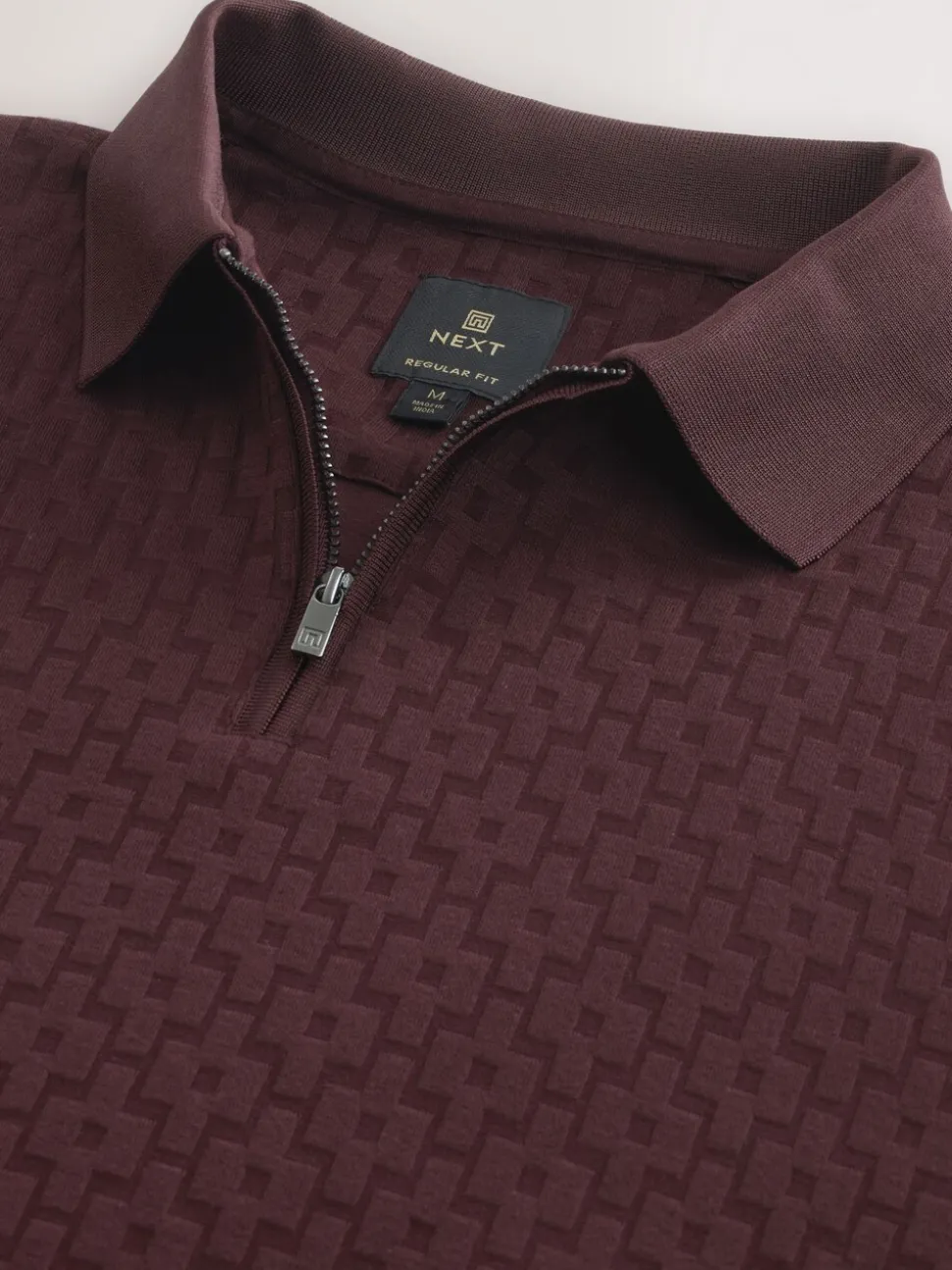 Burgundy Red Regular Fit N.Premium Smart Jaquard Polo Shirt