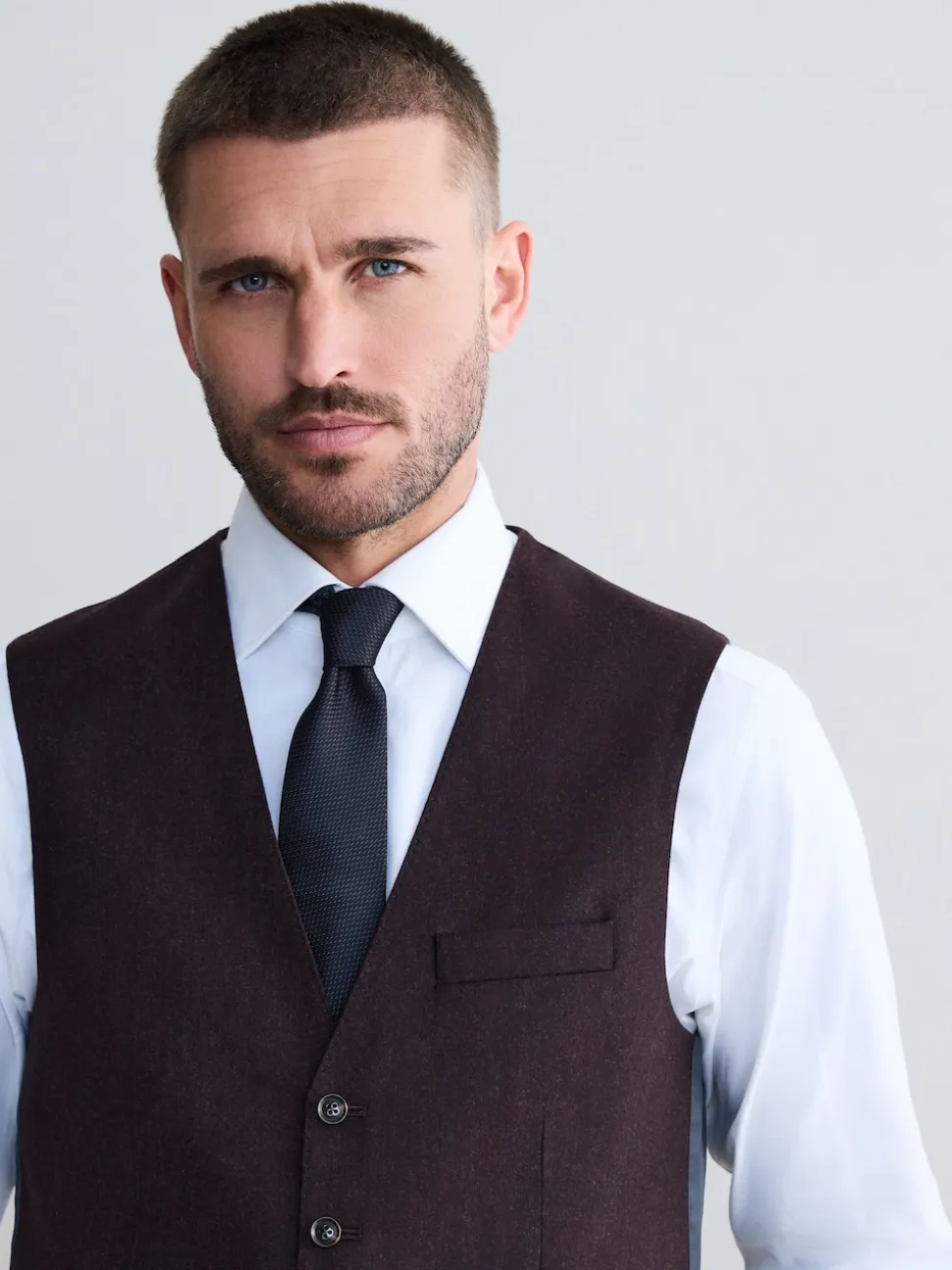 Burgundy Red Signature Zignone Italian Wool Cashmere Blend Flannel Suit Waistcoat