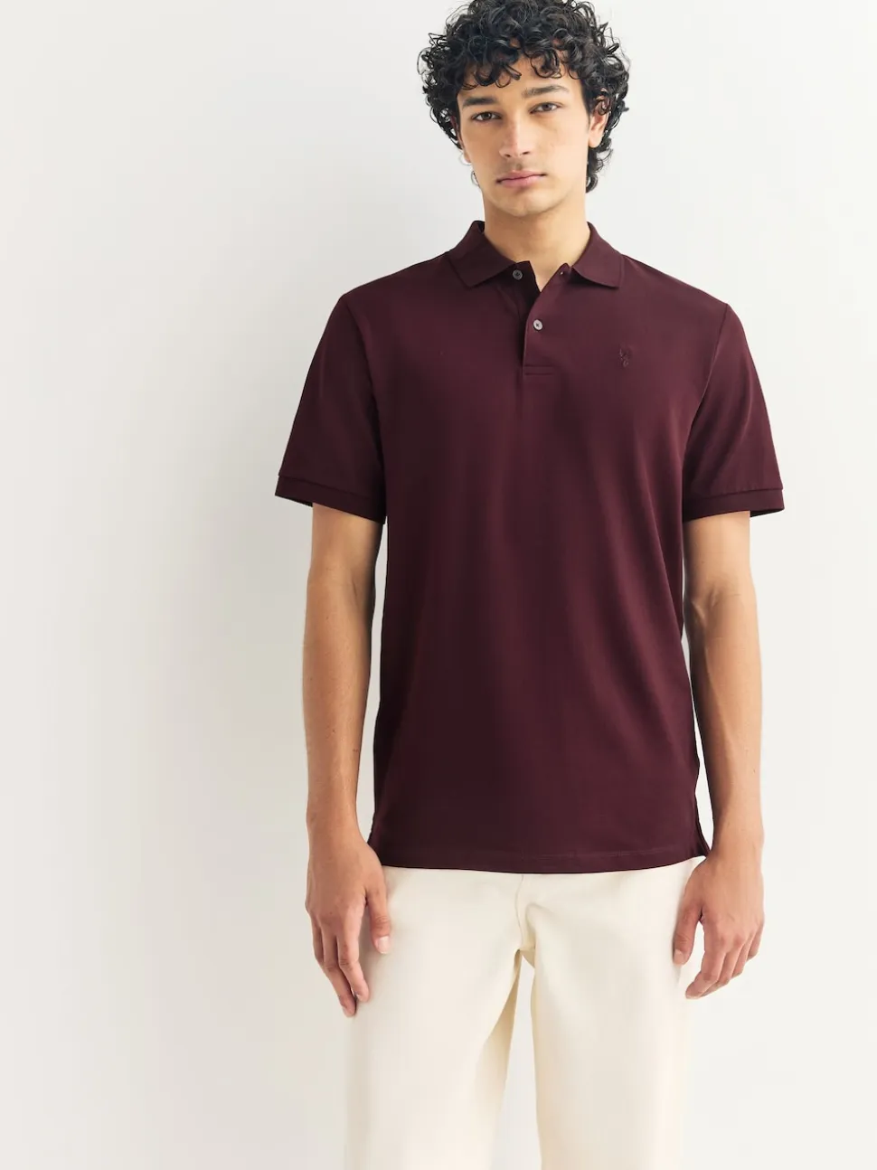 Burgundy Red Slim Fit Short Sleeve Pique Polo Shirt