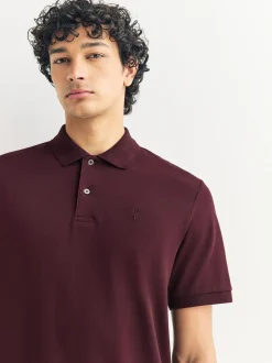 Burgundy Red Slim Fit Short Sleeve Pique Polo Shirt