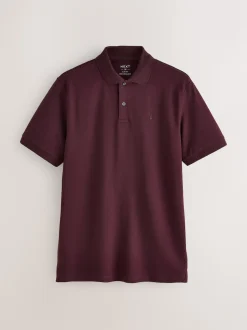 Burgundy Red Slim Fit Short Sleeve Pique Polo Shirt