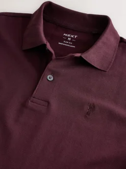 Burgundy Red Slim Fit Short Sleeve Pique Polo Shirt