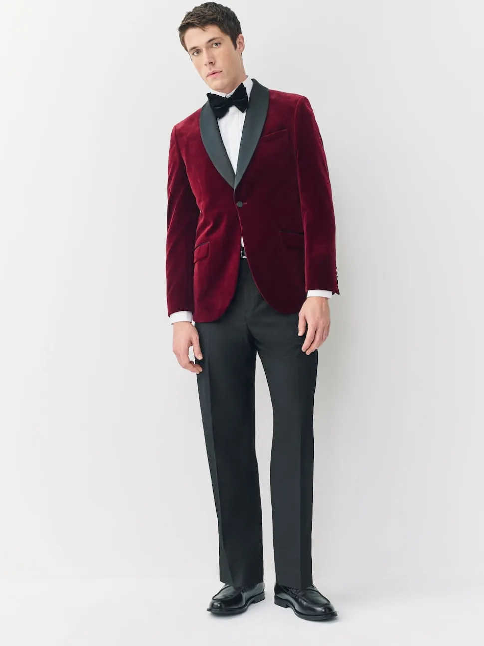 Burgundy Red Slim Fit Signature Pontoglio Italian Velvet Blazer With Shawl Lapel