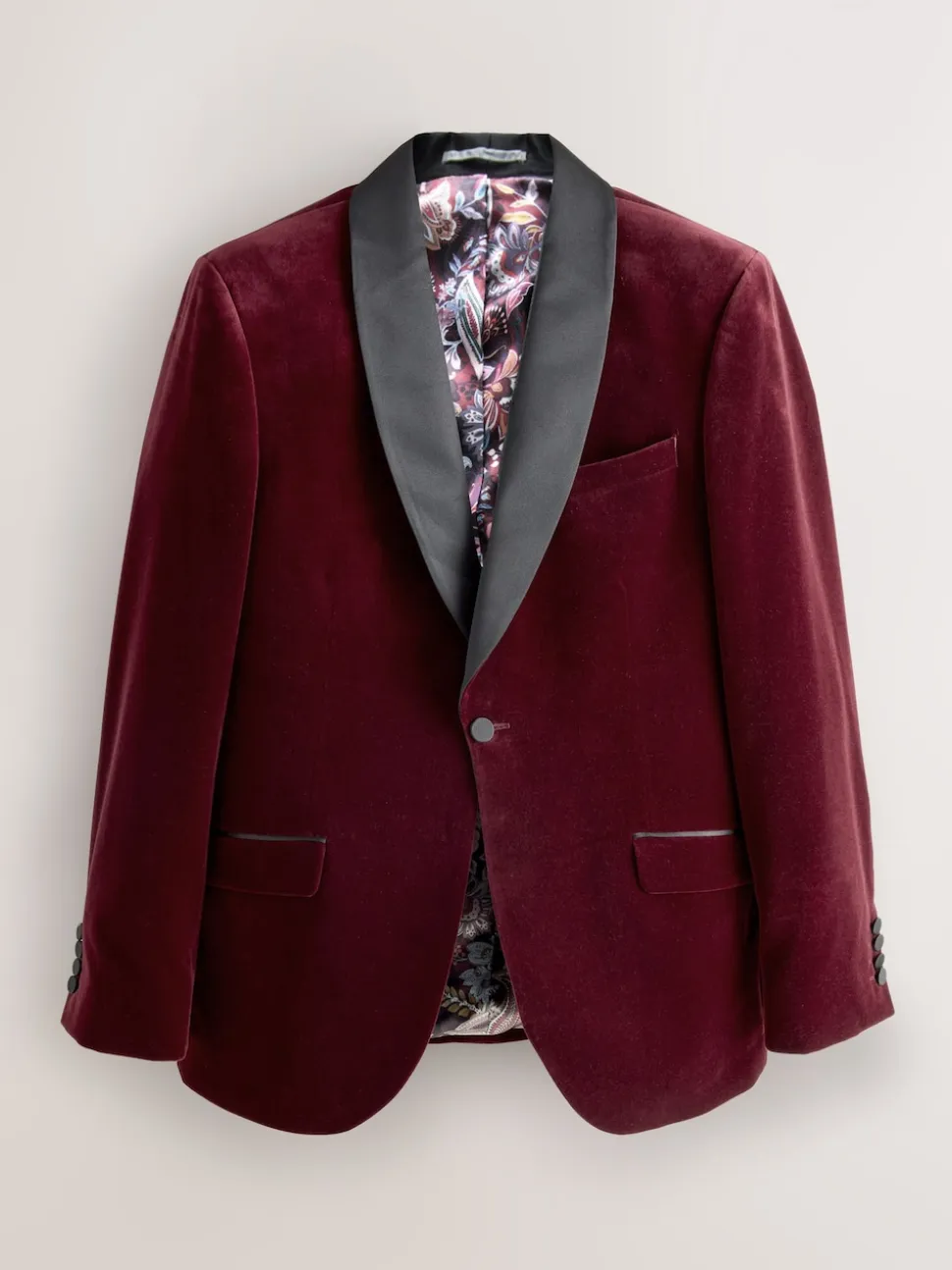 Burgundy Red Slim Fit Signature Pontoglio Italian Velvet Blazer With Shawl Lapel