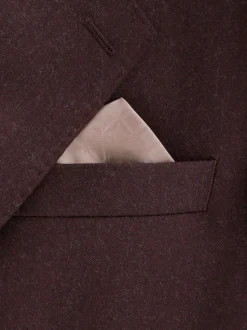 Burgundy Red Slim Fit Signature Zignone Italian Wool Cashmere Blend Flannel Suit Jacket