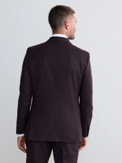 Burgundy Red Slim Fit Signature Zignone Italian Wool Cashmere Blend Flannel Suit Jacket