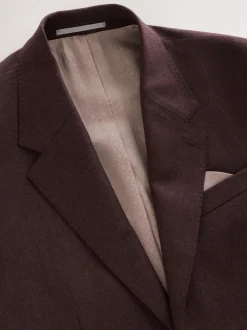 Burgundy Red Slim Fit Signature Zignone Italian Wool Cashmere Blend Flannel Suit Jacket