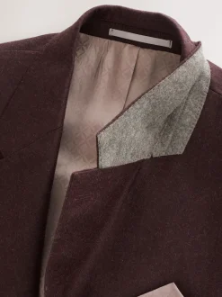 Burgundy Red Slim Fit Signature Zignone Italian Wool Cashmere Blend Flannel Suit Jacket