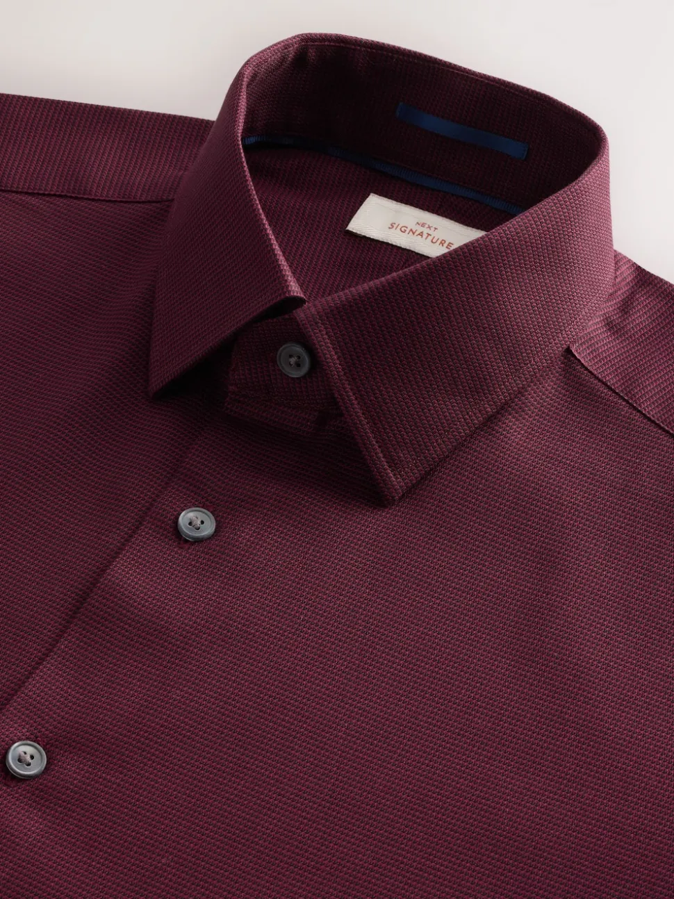 Burgundy Red Slim Fit Signature 100% Cotton with Textured Smart Shirt