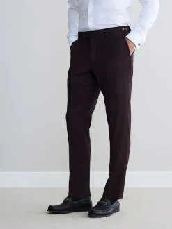 Burgundy Red Slim Fit Signature Zignone Italian Wool Cashmere Blend Flannel Suit Trousers