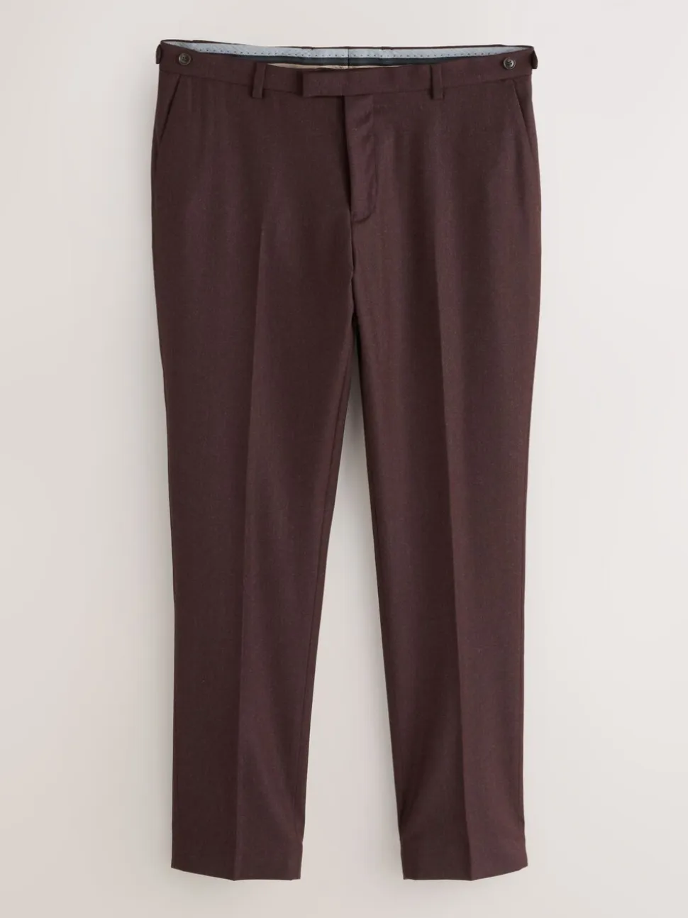 Burgundy Red Slim Fit Signature Zignone Italian Wool Cashmere Blend Flannel Suit Trousers