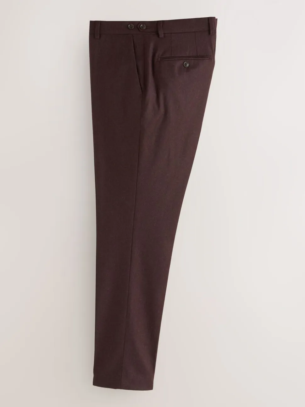 Burgundy Red Slim Fit Signature Zignone Italian Wool Cashmere Blend Flannel Suit Trousers