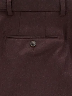 Burgundy Red Slim Fit Signature Zignone Italian Wool Cashmere Blend Flannel Suit Trousers