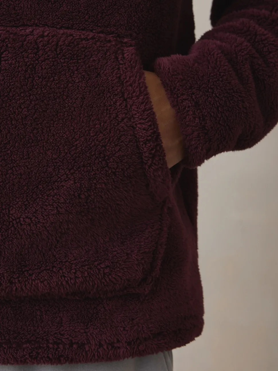 Burgundy Red Snoopy Borg Fleece Hoodie