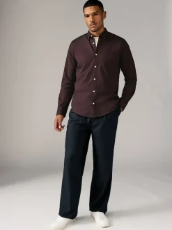 Burgundy Red Soft Touch Oxford Long Sleeve Shirt