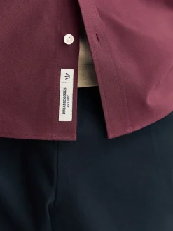 Burgundy Red Stretch Oxford Long Sleeve Shirt