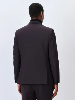 Burgundy Red Tailored Fit Inset Lapel Detail Tuxedo Suit Jacket