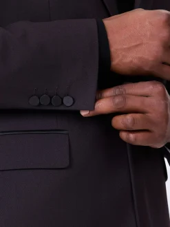 Burgundy Red Tailored Fit Inset Lapel Detail Tuxedo Suit Jacket