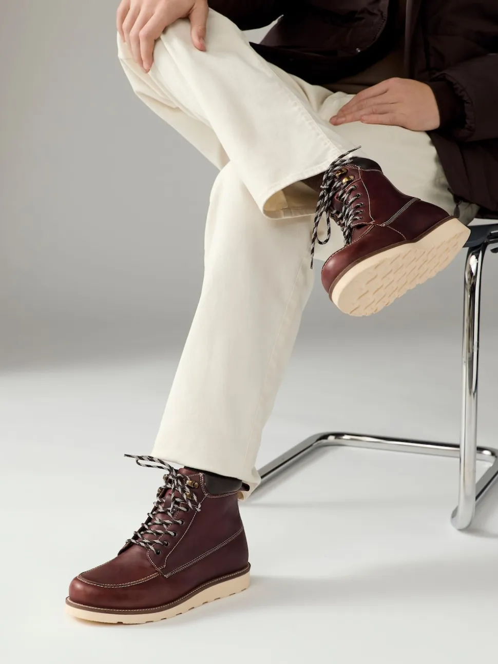 Burgundy Red Tall Apron Wedge Boots